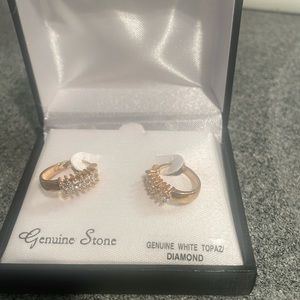 Genuine stone white topaz earrings